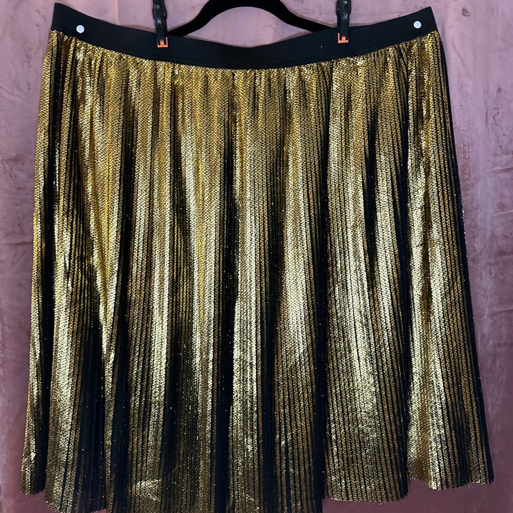 Eloquii Gold Party Skirt Elastic Waistband Size 24